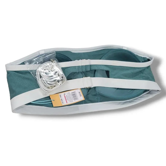 Kona Sol Plus Size Terry Textured Bandeau Bikini Top 1X Green White NWT - Picture 7 of 9